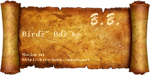 Biró Béke névjegykártya